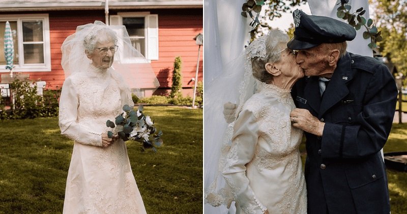 Nem volt menyasszonyi ruhája, amikor férjhez ment - 77 évvel később, 97 éves korában végre viselhetett egyet